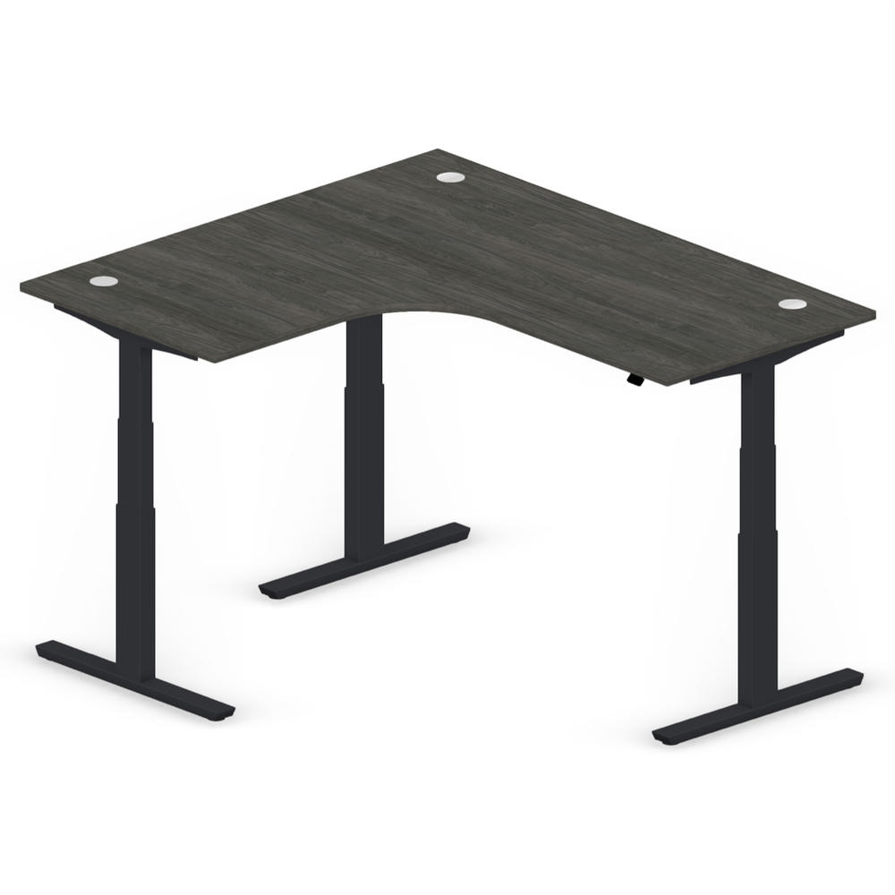 XXL-zit-/stabureautafel jumbo PROFI MODUL | eik donker | zwart | hoekbureau linkszijdig