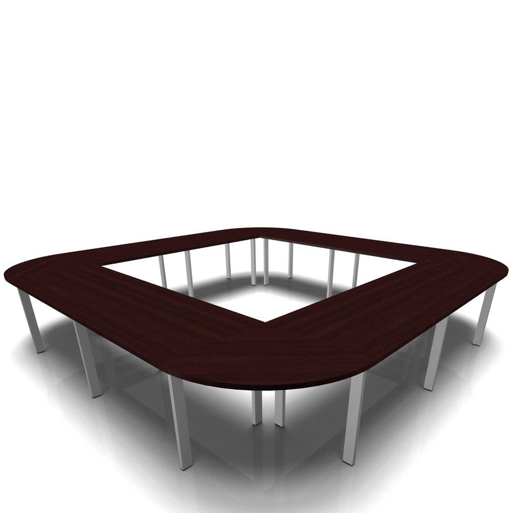 Conferentietafel DELTA-ORBIS | wenge | 4800 | vierkant, 20 zitplaatsen | aluzilver RAL 9006