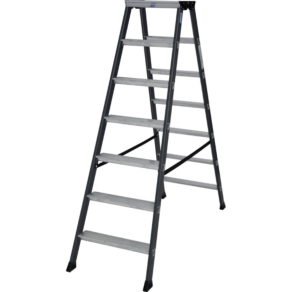 Dubbele trap geanodiseerd, 2 x 7 treden | 3060