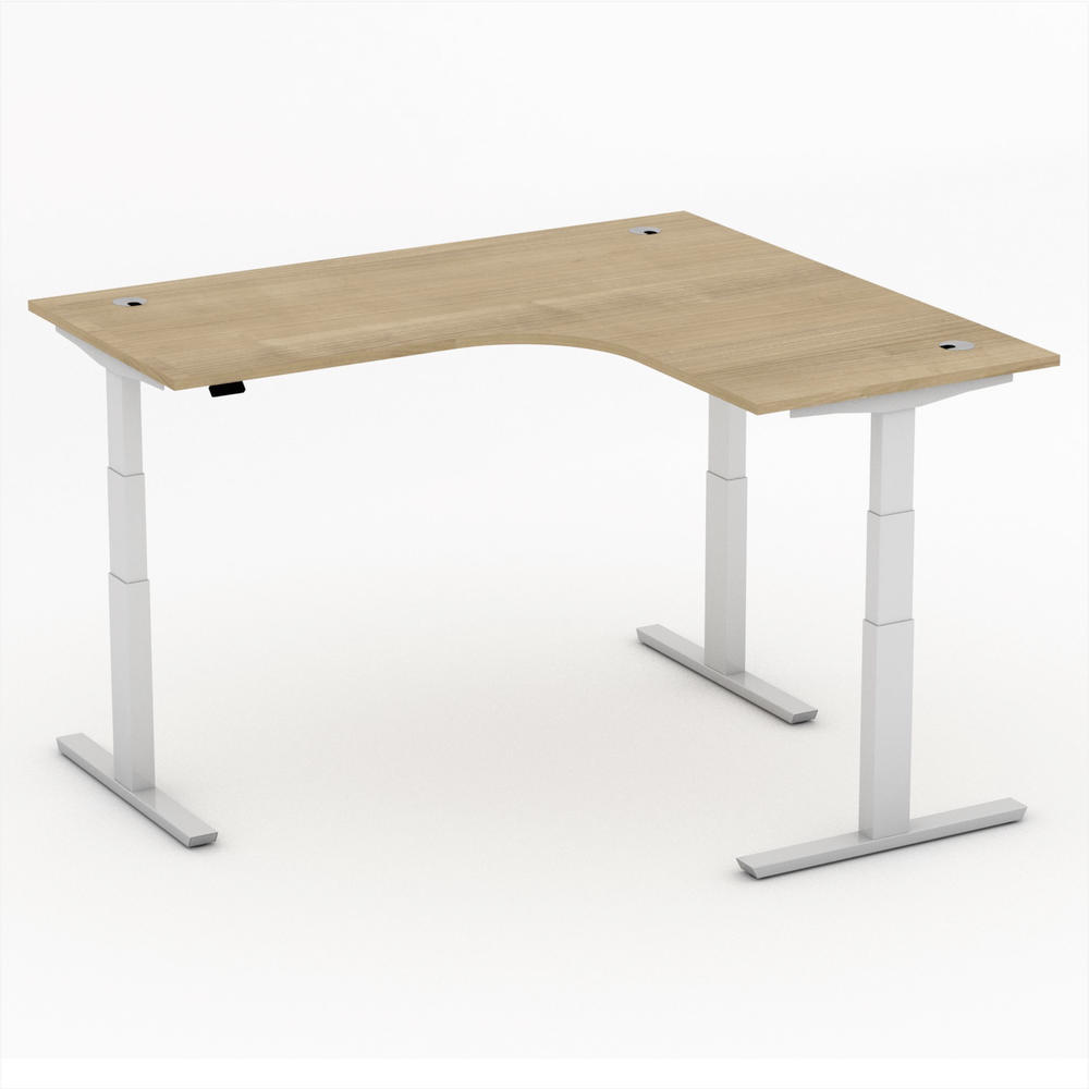 Hoogteverstelbare hoekbureau PROFI MODUL | nootdecor | aluzilver | hoekbureau rechtszijdig