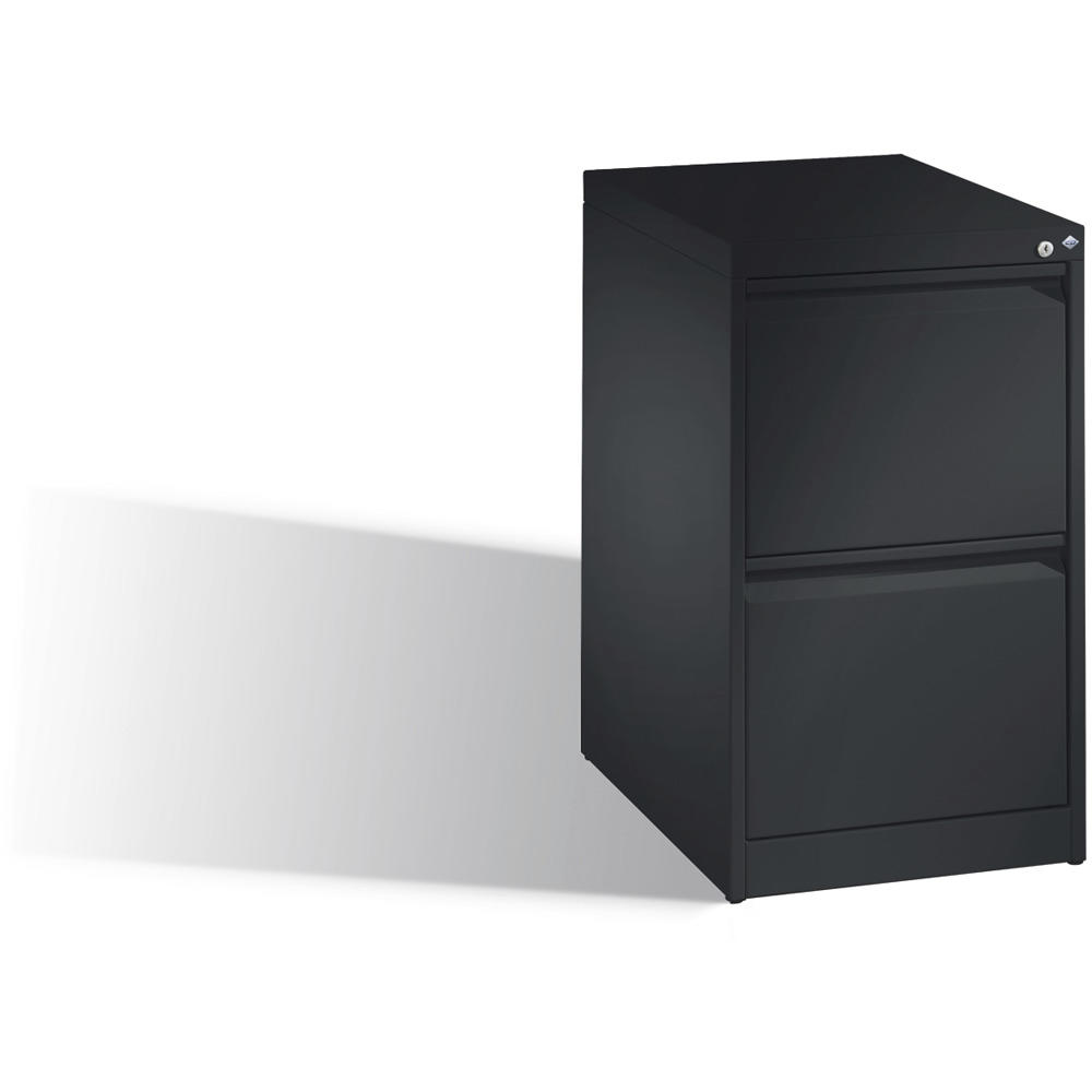 Metalen hangmappenkast | antraciet RAL 7021 | enkelbanig | 2 lades