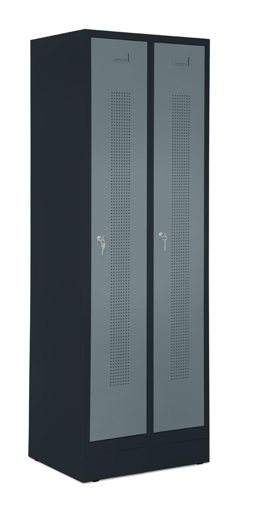 Garderobekasten SYSTEEM SP1 met sokkel | blauwgrijs RAL 7031 | met sokkel | 300 | cilinderslot