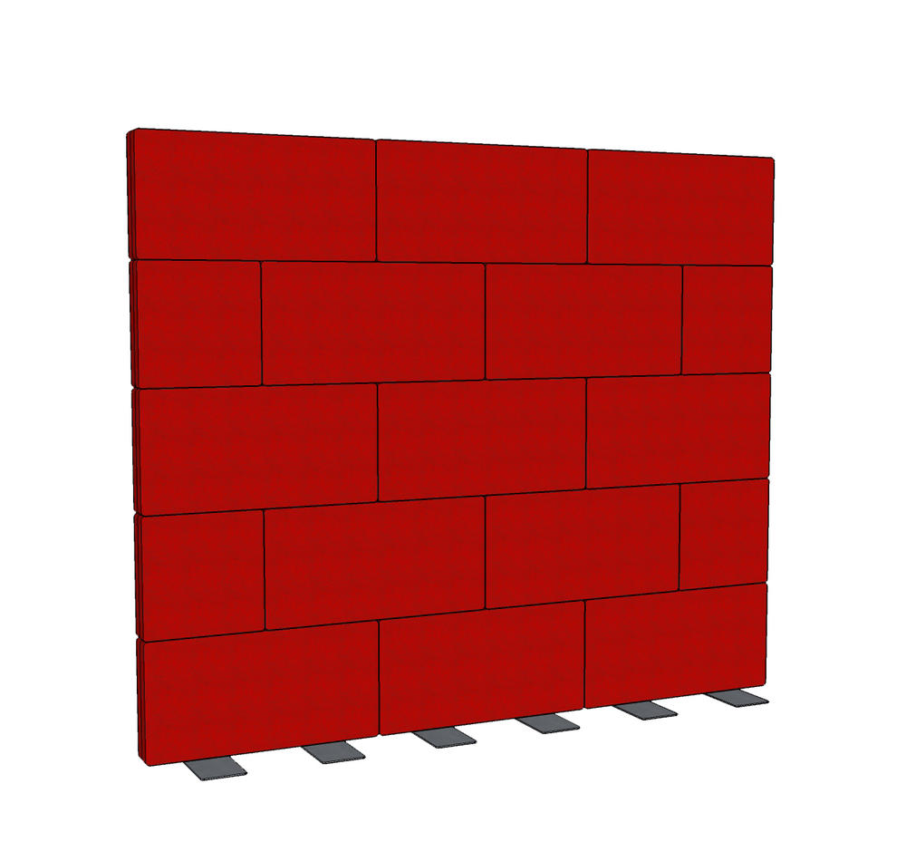 Modulaire visuele en akoestische afscherming LUCA, | rood | 2000 | 2400
