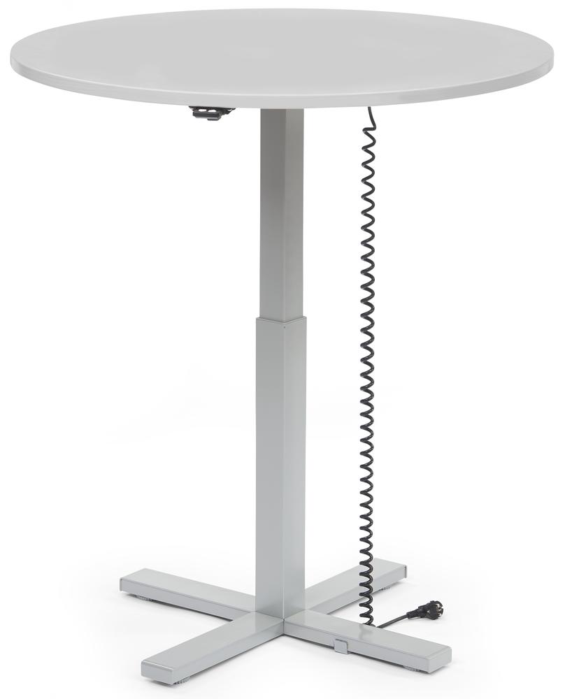 Verstelbaar bureau MODUL monozuil | lichtgrijs | bladvorm rond, ø 1000 | aluzilver