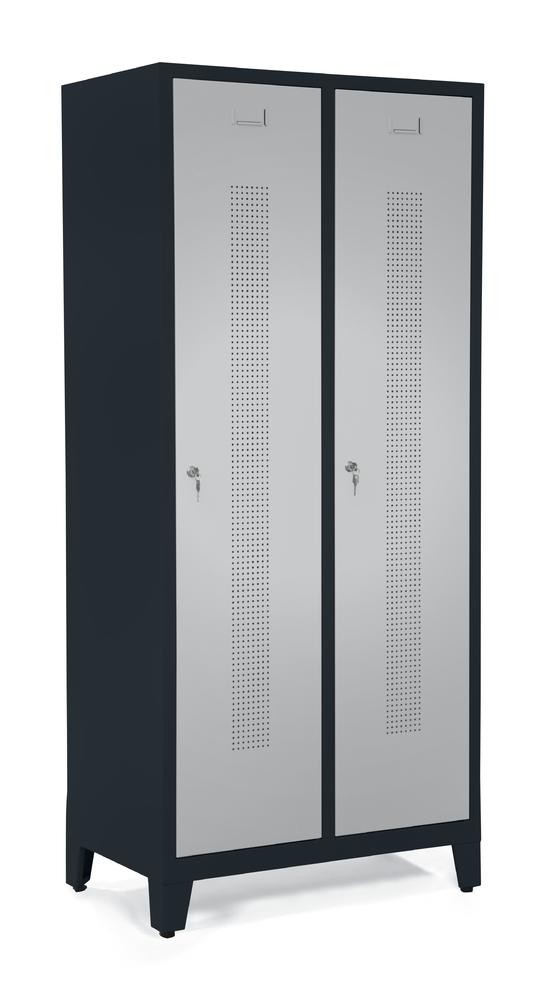 Garderobekast metaal met poeten | aluzilver RAL 9006 | met poeten | 400 | cilinderslot