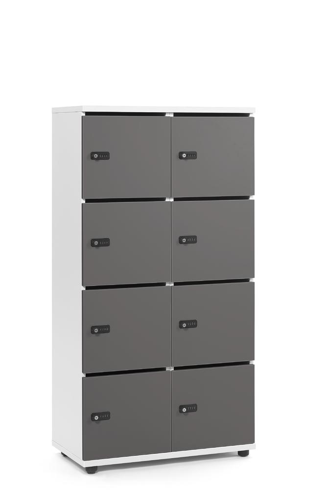 Lockers OFFICE-LINE met 8 vakken | antraciet | met postsleuf | wit | mechanisch cijfer-/combinatieslot