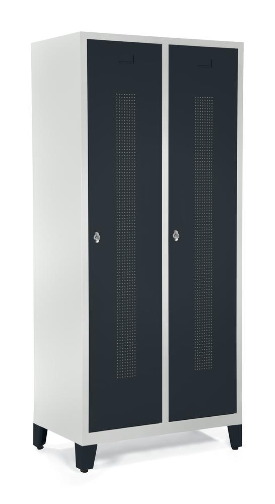 Garderobekasten SYSTEEM SP1 met poten | antraciet RAL 7021 | met poeten | 400 | cilinderslot