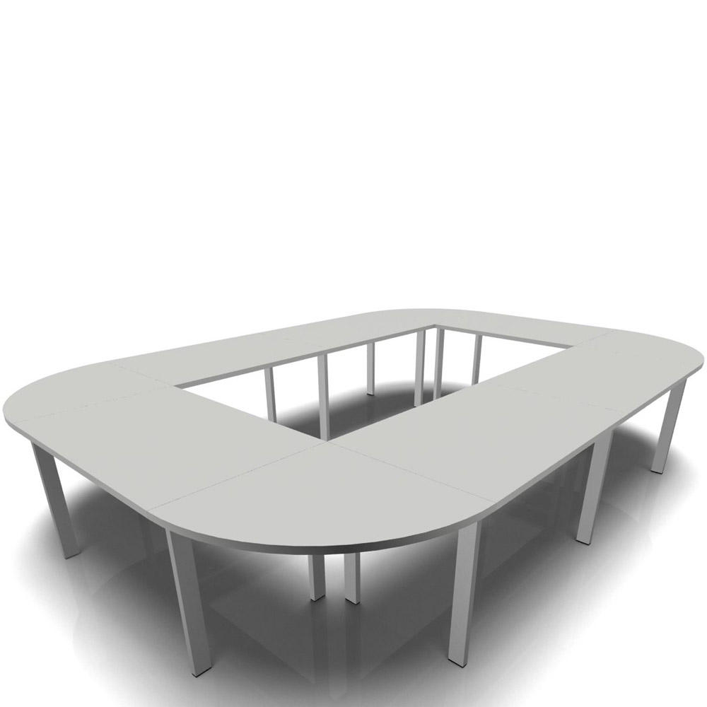Conferentietafel DELTA-ORBIS | esdoorndecor | 4800 | rechthoekig, 16 zitplaatsen | aluzilver RAL 9006