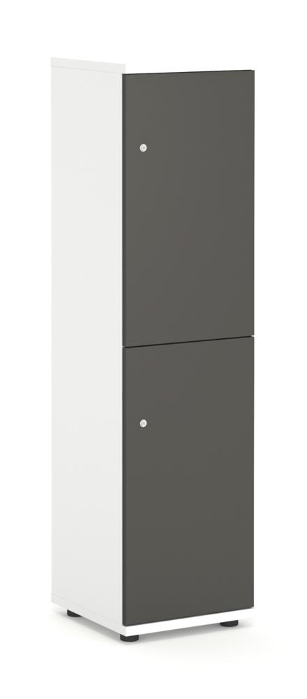 Schließfachschrank OFFICE-LINE, 4 Fächer, 2 Türen | antraciet | Melamin | ohne Posteinwurf | wit | mechanisch cijfer-/combinatieslot