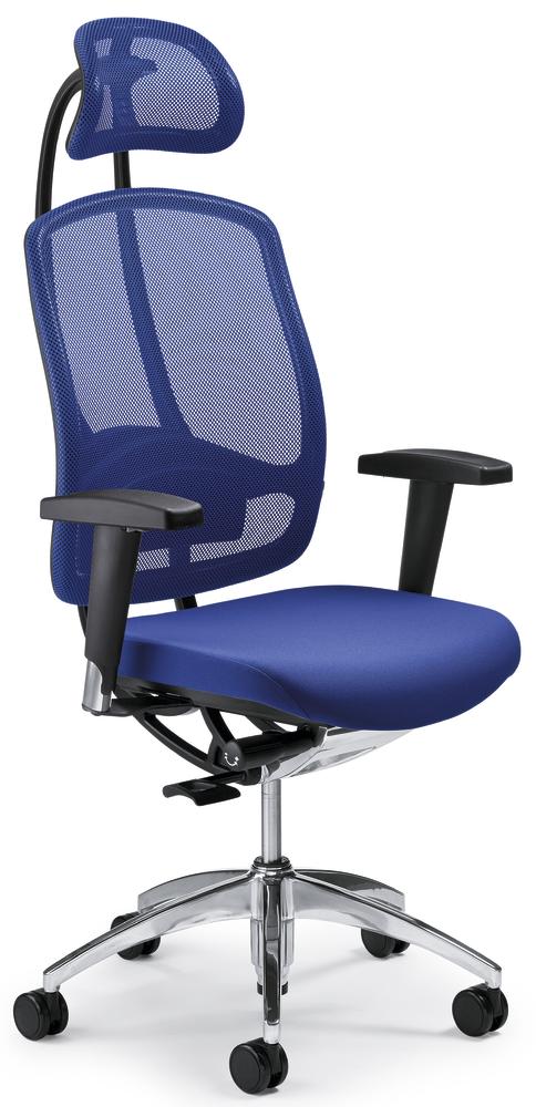 Bureaustoel MATTEGO met armleggers | blauw/blauw | gepolijst | inclusief hoofdsteun | verstelbare armleggers