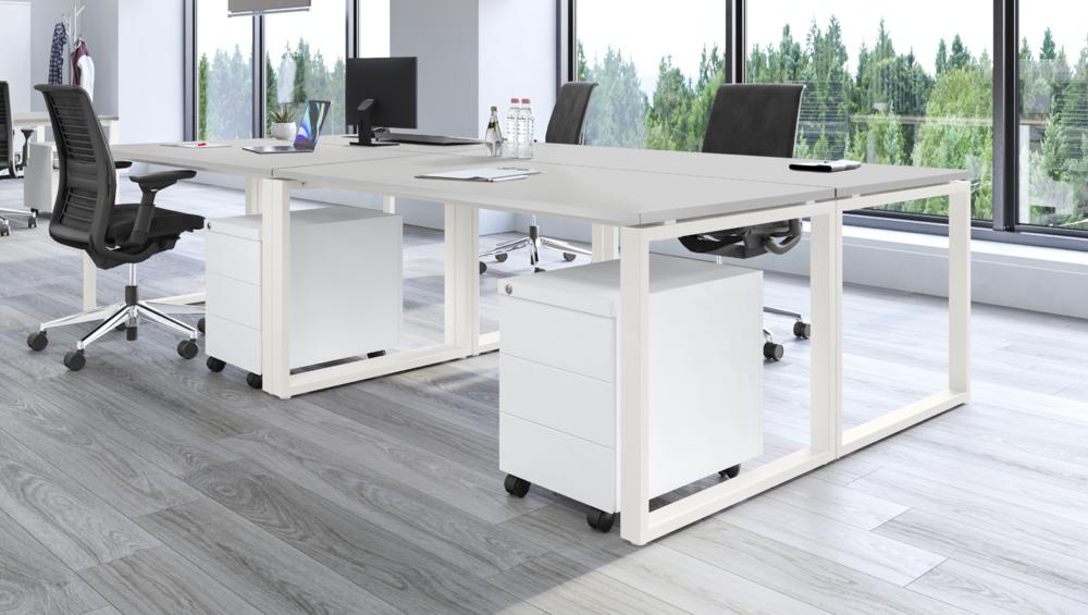 Vergader- en conferentietafels CELSUS | lichtgrijs | 1400 | 700 | wit
