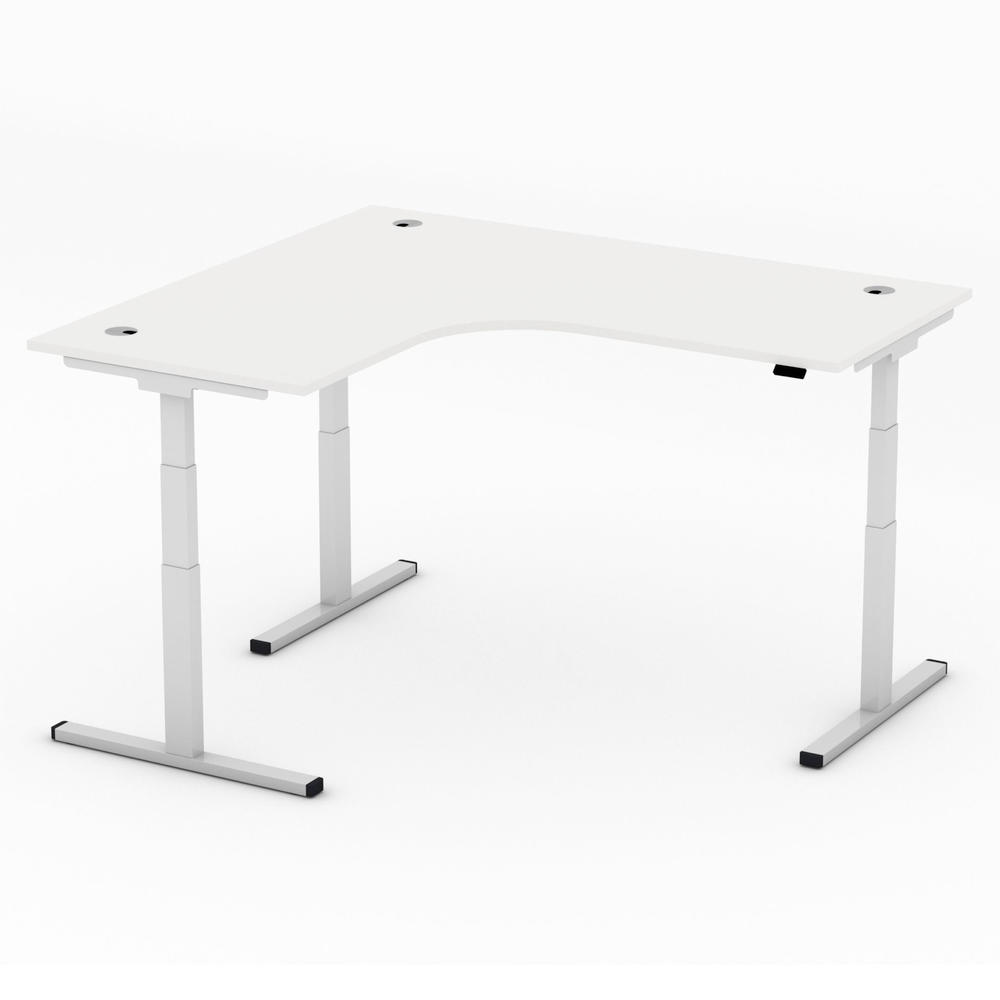 Verstelbare hoektafel XXL MULTI MODUL-PRO | wit | aluzilver | hoekbureau linkszijdig