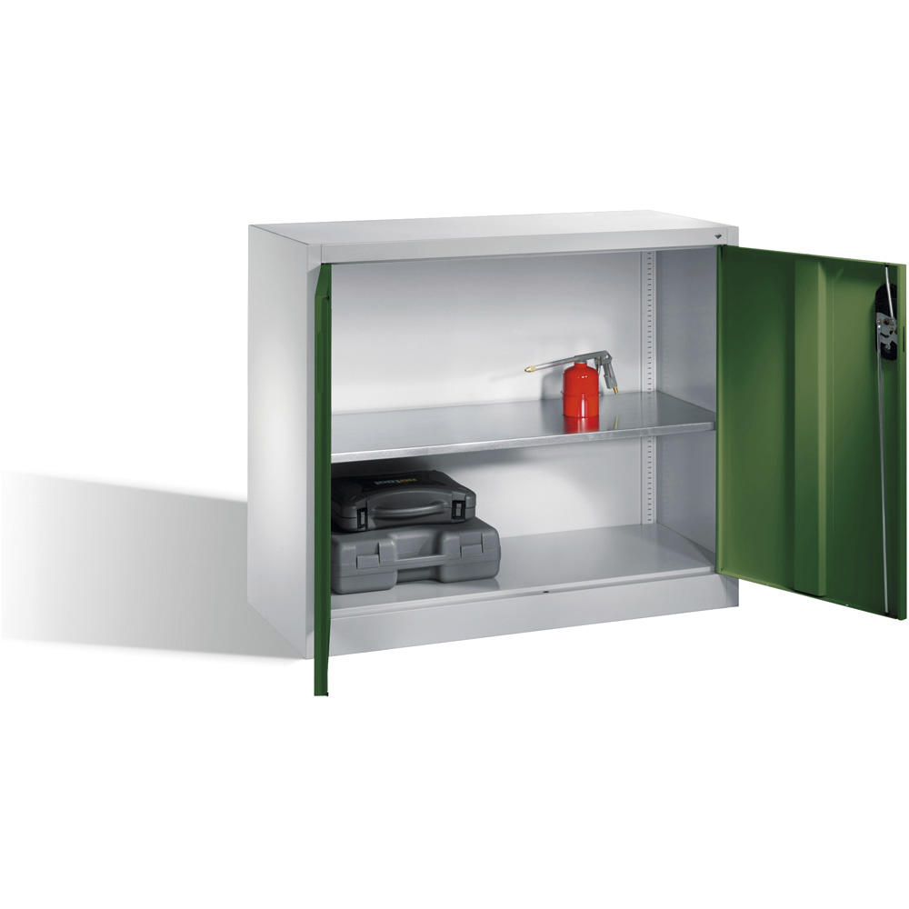 Bijzetkast met draaideuren SYSTEM ERGO-LOCK | resedagroen RAL 6011 | 1200 | 500 | 70