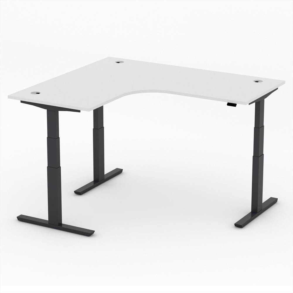 XXL-zit-/stabureautafel jumbo PROFI MODUL | lichtgrijs | zwart | hoekbureau linkszijdig