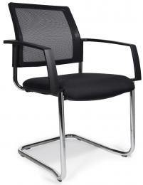 Bezoekersstoel VALERA S met armleggers zwart | vaste armleggers | stof met netweefsel