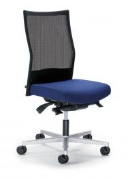Bureaustoel winSIT NET zonder armleggers zwart/blauw | zitneigingsautomatic, zitdiepteverstelling, synchroonmechanisme | aluzilver