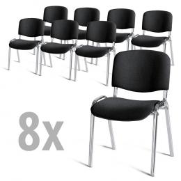 Set van 8 bezoekersstoelen ISO zwart | verchroomd