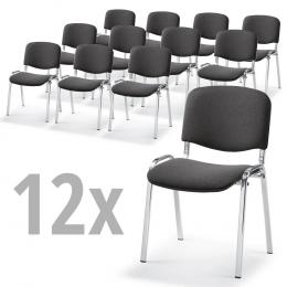 12 Bezoekersstoelen ISO in SET, 3 onderstelkleuren 