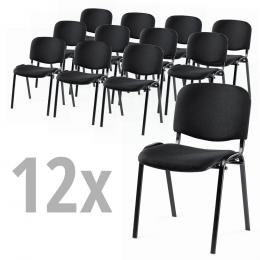 Set van 12 bezoekersstoelen ISO zwart | zwart