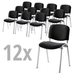 Set van 12 bezoekersstoelen ISO zwart | aluzilver