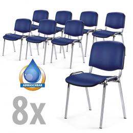 Bezoekersstoelen ISO SET van 8 stoelen blauw | verchroomd
