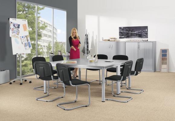 SET AANBIEDING conferentietafel + stoelen lichtgrijs