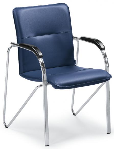 Bezoekersstoel ARKAS met houten armleggers blauw