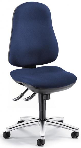 Bureaustoel COMFORT I zonder armleggers donkerblauw | zonder armleggers (optioneel) | verchroomd