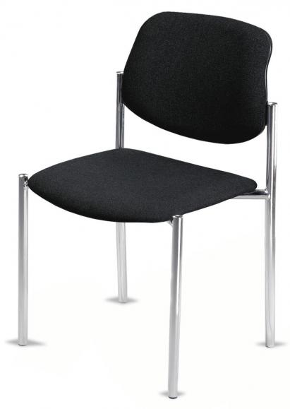 Bezoekersstoel FLORA I zwart | zonder armleggers | verchroomd