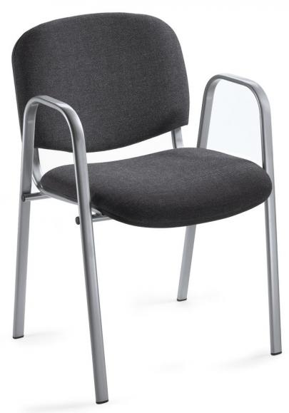 Bezoekersstoel ISO met armleggers antraciet gevlekt | aluzilver