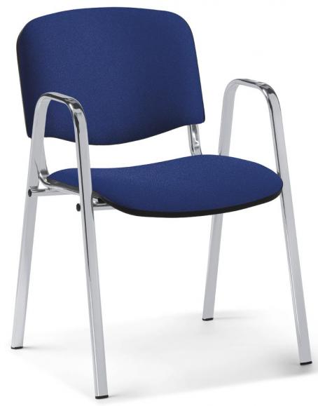 Bezoekersstoel ISO S met armleggers donkerblauw | vaste armleggers