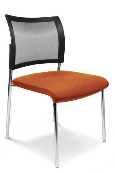 Bezoekersstoel LAS VEGAS met netrug oranje | stof met netweefsel
