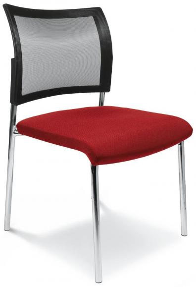 Bezoekersstoel LAS VEGAS met netrug rood | stof met netweefsel