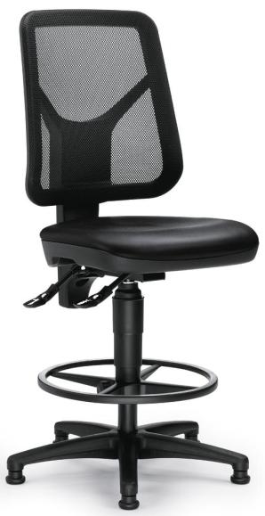 Werkstoel TEC 80 met glijders zwart | kruisvoet met glijders