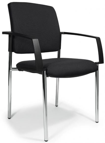 Bezoekersstoel VALERA 4 incl. armleggers zwart | vaste armleggers | stof