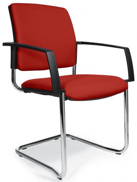 Bezoekersstoel VALERA S rood | vaste armleggers | stof