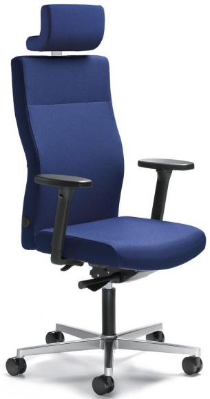 Bureaustoel winSIT zonder armleggers blauw | met gewichtsautomatic | zitdiepteverstelling | aluzilver | inclusief hoofdsteun