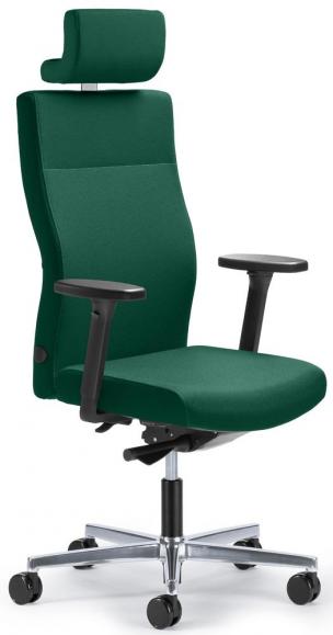 Bureaustoel winSIT zonder armleggers donkergroen | met gewichtsautomatic | zitdiepteverstelling | aluminium gepolijst | inclusief hoofdsteun