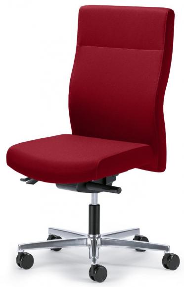 Bureaustoel winSIT zonder armleggers rood | met tegendrukaanpassing | zitdiepteverstelling | aluminium gepolijst | zonder hoofdsteun