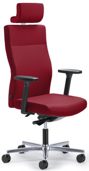 Bureaustoel winSIT zonder armleggers rood | met gewichtsautomatic | zitdiepteverstelling | aluminium gepolijst | inclusief hoofdsteun