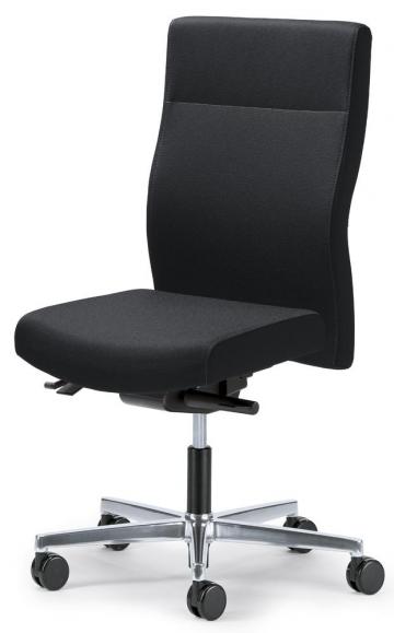 Bureaustoel winSIT zonder armleggers zwart | met tegendrukaanpassing | zitdiepteverstelling | aluminium gepolijst | zonder hoofdsteun