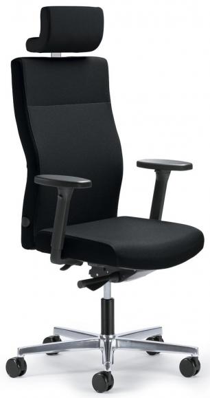 Bureaustoel winSIT zonder armleggers zwart | met gewichtsautomatic | zitdiepteverstelling | aluminium gepolijst | inclusief hoofdsteun