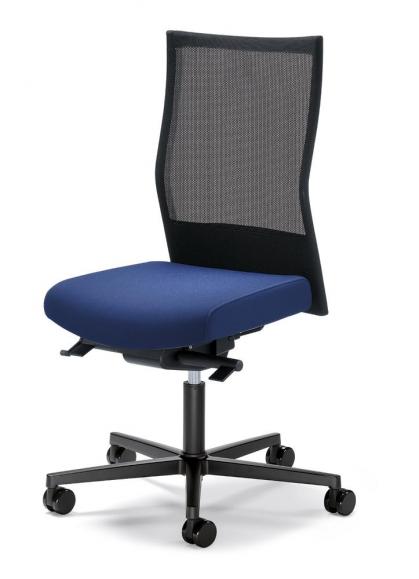 Bureaustoel winSIT NET zonder armleggers zwart/blauw | zitdiepteverstelling, synchroonmechanisme | polyamide zwart