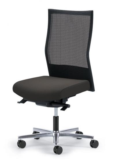 Bureaustoel winSIT NET zonder armleggers zwart/donkergrijs | zitdiepteverstelling, synchroonmechanisme | aluminium gepolijst