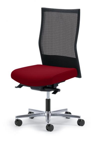 Bureaustoel winSIT NET zonder armleggers zwart/rood | zitdiepteverstelling, synchroonmechanisme | aluminium gepolijst