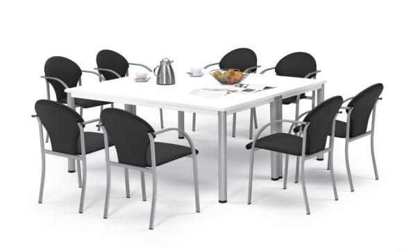 SET AANBIEDING conferentietafel + stoelen wit