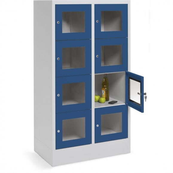 Lockerkast CLASSIC met deuren met kijkvensters gentiaanblauw RAL 5010 | 400 | 2 | 8
