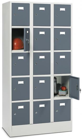 Metalen locker SYSTEM SP1 COLOR blauwgrijs RAL 7031 | 250 | 3 | cilinderslot | 15