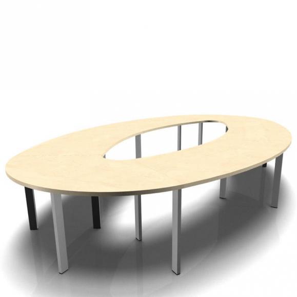 Conferentietafel DELTA-ORBIS esdoorndecor | 4430 | ovaal, 12 zitplaatsen | aluzilver RAL 9006