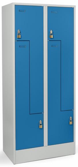 Metalen Z-garderobekast met gladde deuren lichtblauw RAL 5012 | 400 | 4 | haak- en oogslot